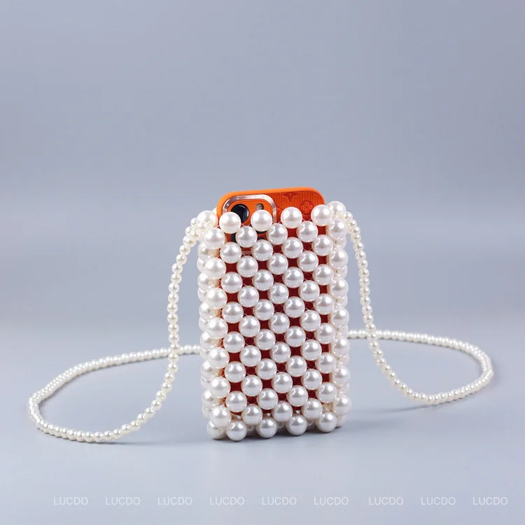 Beaded Fairy Portable Messenger Bags Cross Body Bag for Women 2022 New Pearl Beaded Bag White Female Purses and Handbags