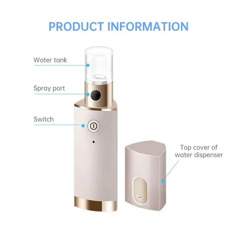 Mini Spa Portable Facial Sprayer Handy Water Hydrogen Facial Steamer Face Moisturizing Beauty Instrument