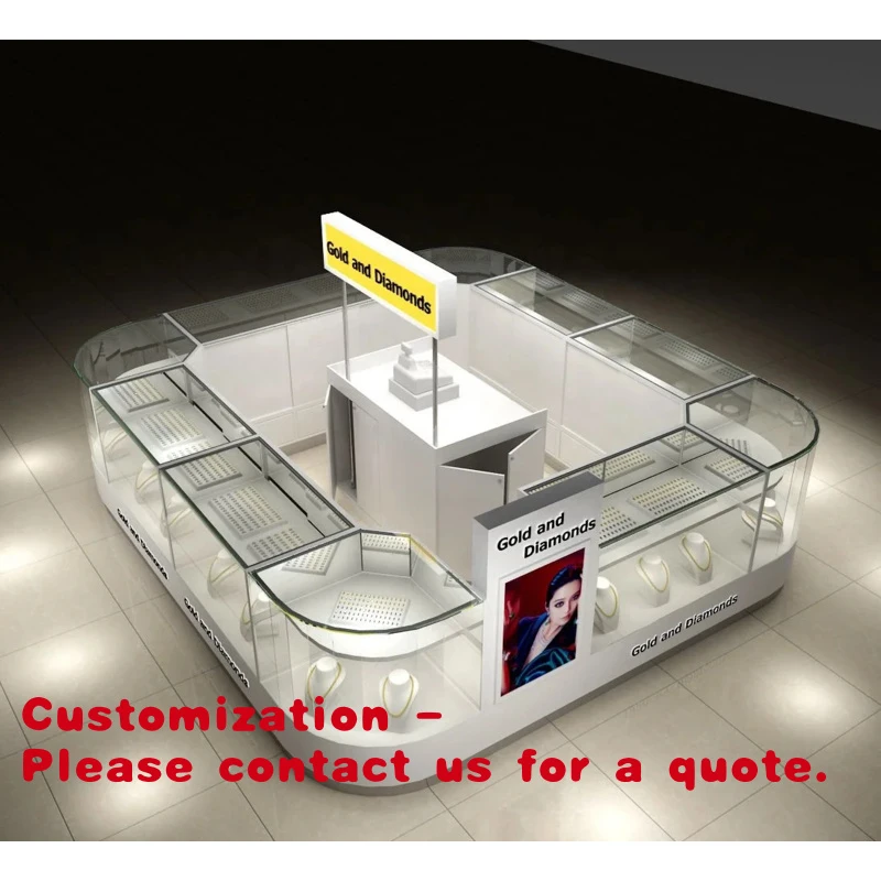 custom.Fashionable Jewelry Showcase Cabinet Custom Mall Kiosk Jewelry Boutique Jewelry Display Kiosk with LED Light
