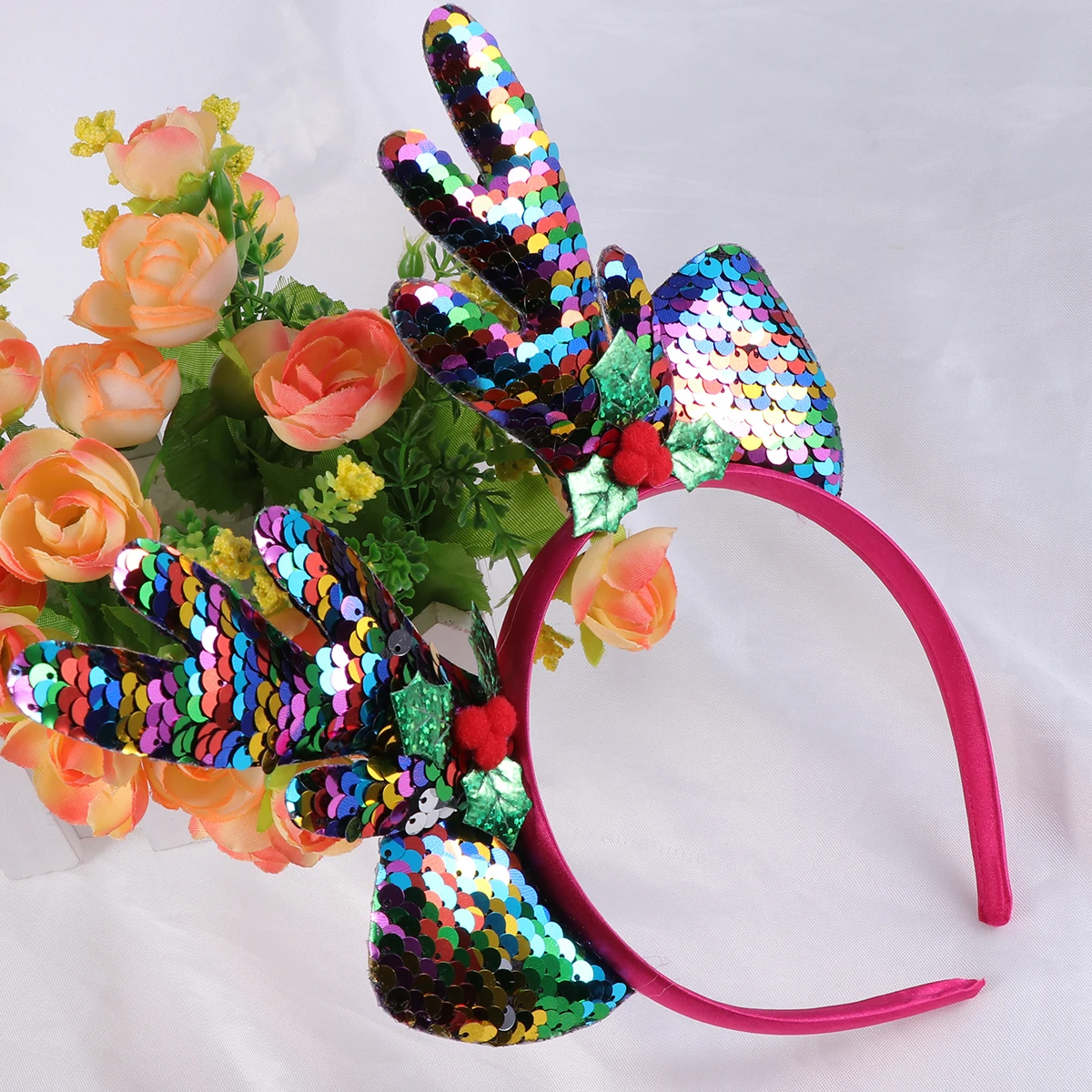 

Hair Bands Antler Headband Christmas Headwear Two-color Headdress Colorful Hoop