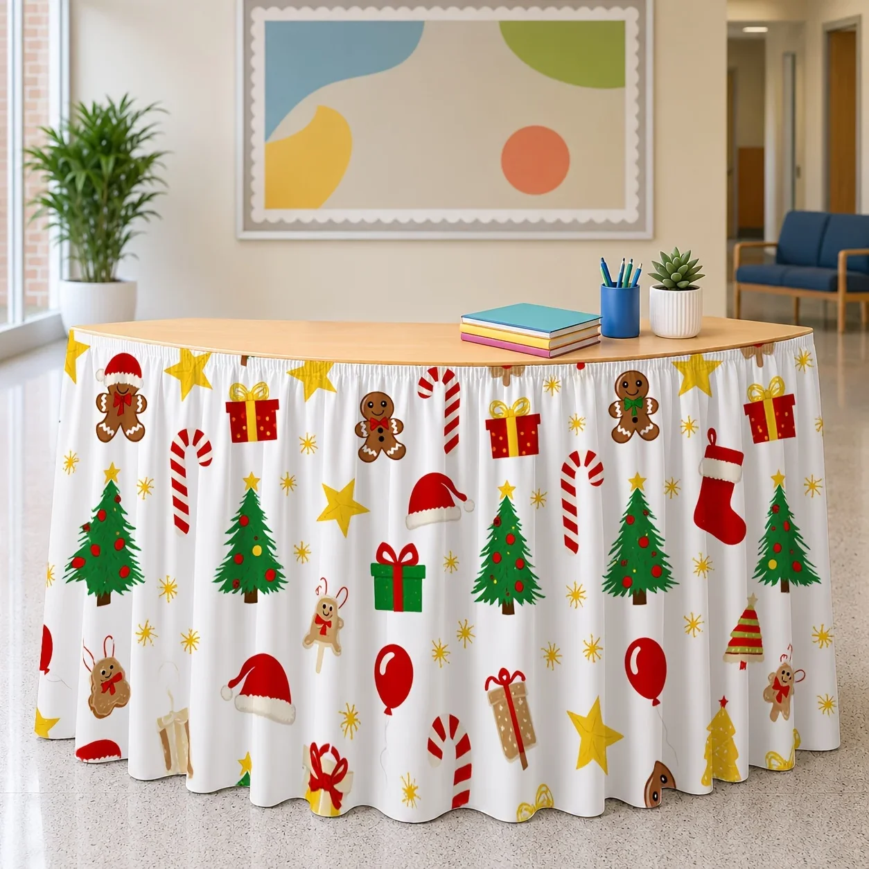 Table skirt / tableskirt - Christmas theme - Repeated pattern - Festival decoration - Winter - Party tableclothxzj