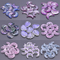 20/30/50pcs Colorful Moon Leaf Glass Bead Crystal Gradient Ribbon Hole Moon Bead Diy Jewelry Making Necklace Earring Accessories