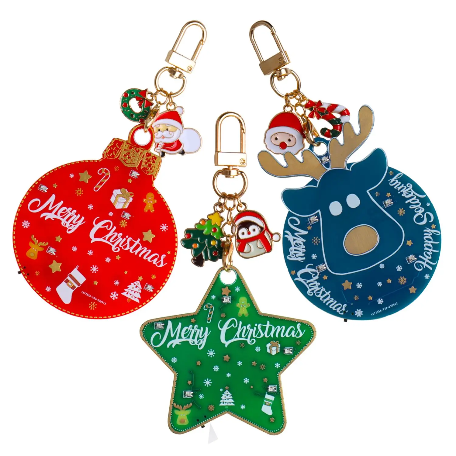 LED Blinking Christmas Tree Ornaments RGB Flashing LEDs XMAs Pendant Gift PCB Art Badge Board Decoration Soldering Kit