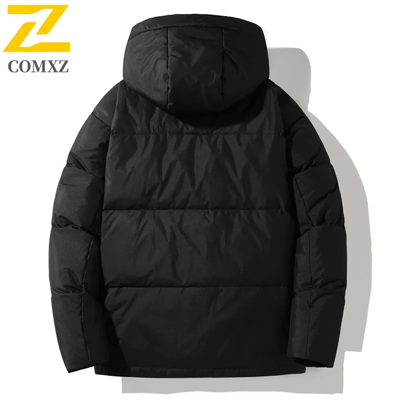 COMXZ 2025 Style National Standard 60% White Duck Down Unisex Trendy Winter Hooded Down Jacket Wear-Resistant Machine-Washable​