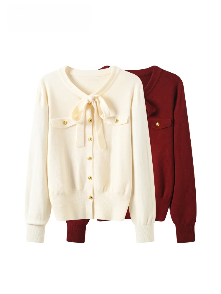 

Женский трикотажный топ больших размеров с длинным рукавом, модный, весенний, новый, с узлом, элегантный, класса люкс, из смеси полиэстера и вискозы