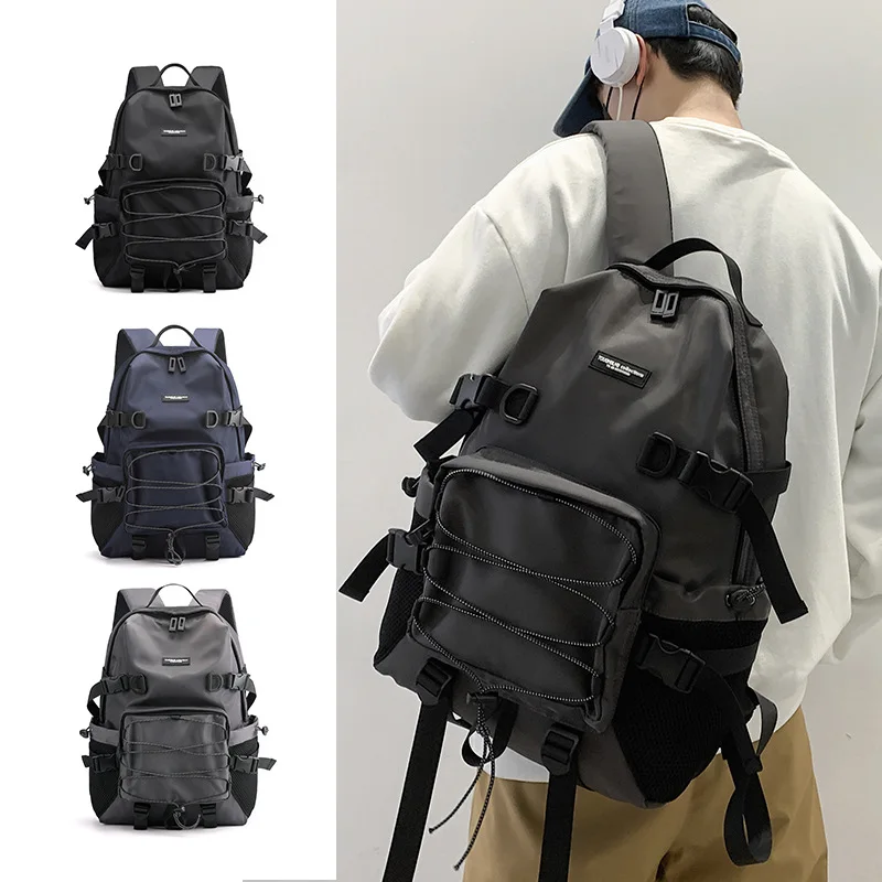 Computer Backpack 15.6 Inch Laptop Waterproof Nylon Casual Case With Elastic Bungee Cord Multi‑Pocket School Notebook Bag Cover