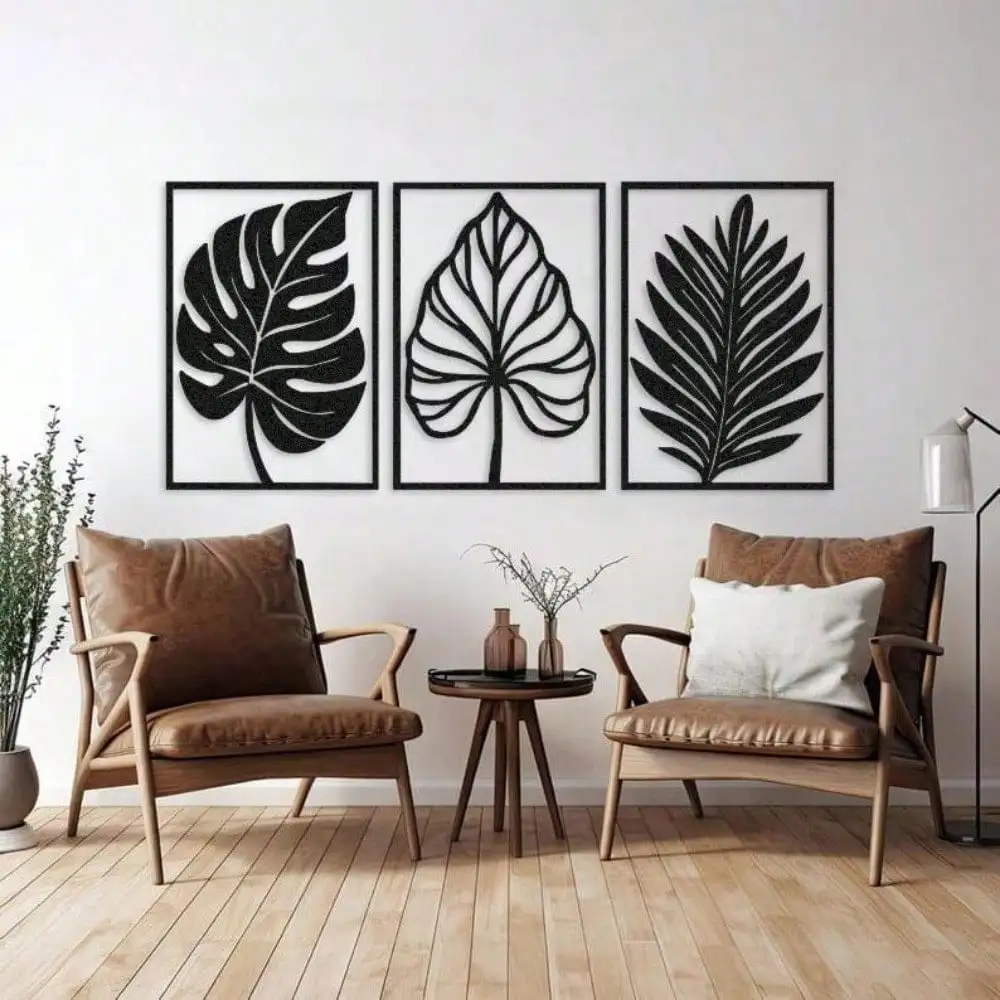 CIFbuy Iron Art Tropical Palm Leaves Wall Decor Botanical Hanging Sculpture Modern Nature Minimalist Living Room Bedroom