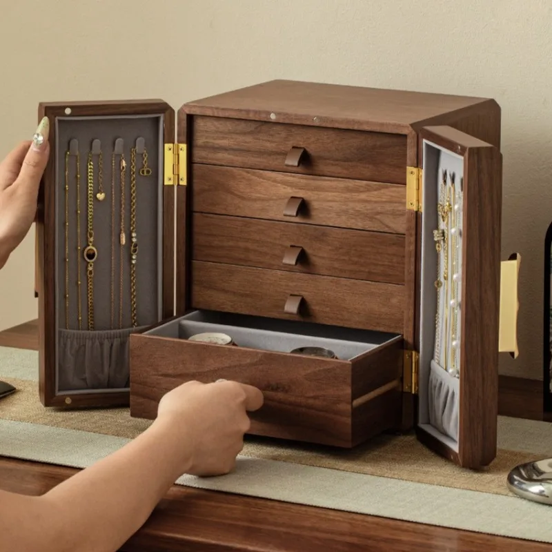 Wooden Jewelry Storage Box Large Jewellery Organizer Boxes Craft Necklace Bracelet Pendant Cases Aesthetic Ring Earrings Case