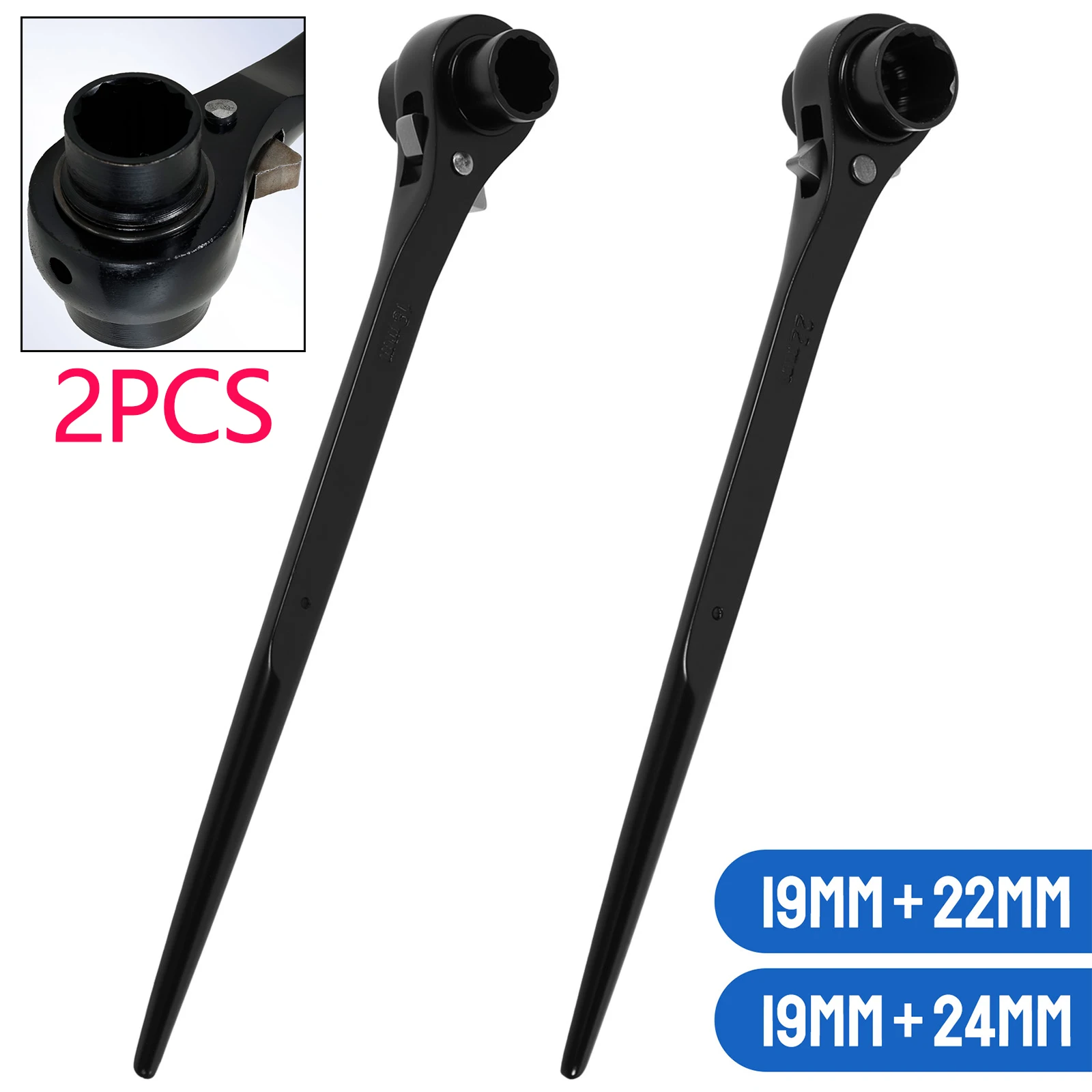 

2 шт. гаечный ключ с храповым механизмом Podger, быстроразъемный ключ Podger Bar, черный двусторонний торцевой ключ с храповым механизмом Podger Scaffold Spud Key