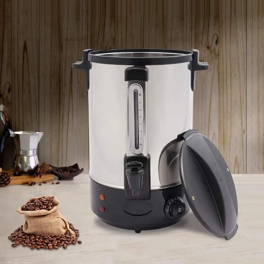 상업용 전기 온수 디스펜서, 커피와 차를 위한 90컵 용량, 정밀한 온도 조절 기능이 있는 스테인리스 스틸 음료 용기