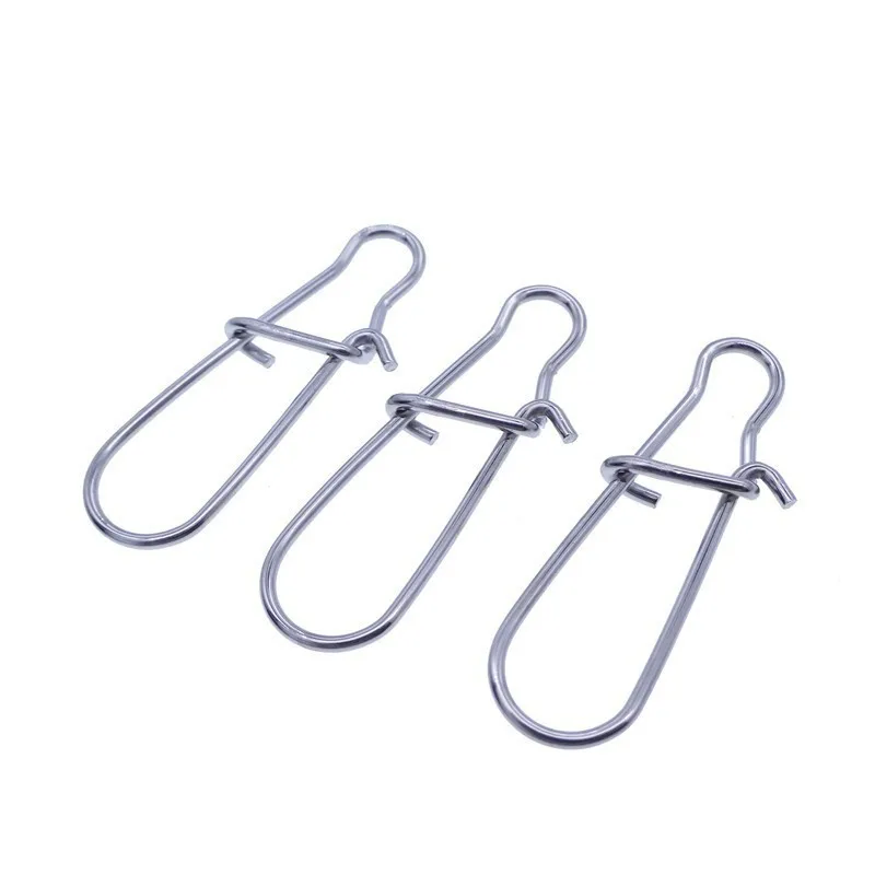 50 or 100 pcs Stainless Steel Fishing Snap Hooked Snap Pin Fastlock Clip Accessories Tackle for Barrel Swivel Lure hook