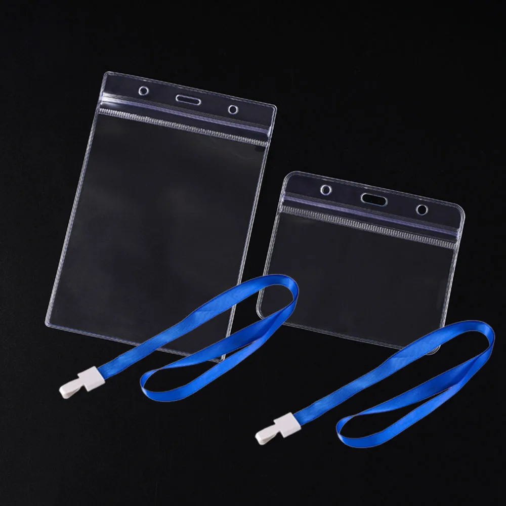 Credential Holder with Lanyard Waterproof Transparent Large Pocket  5pcs/set