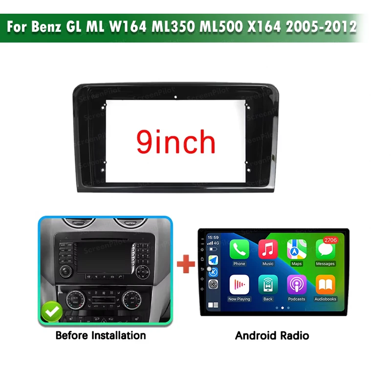 For Benz GL ML W164 ML350 ML500 X164 2005 2006-2012 Android 16  Car Radio 5G WIFI Carplay Auto Audio GPS Navigation DSP 2din