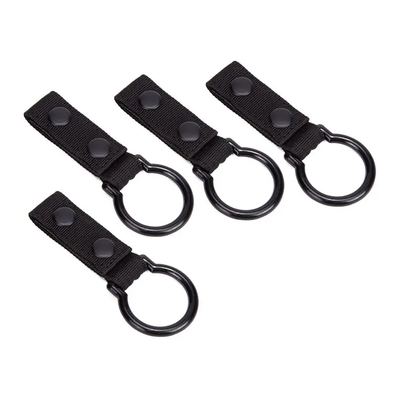 AB34-4 Pack Flashlight Ring Nylon Dual Snap Clip Flashlight Holder For Duty Belt Side Handle Carry Metal Ring Strap