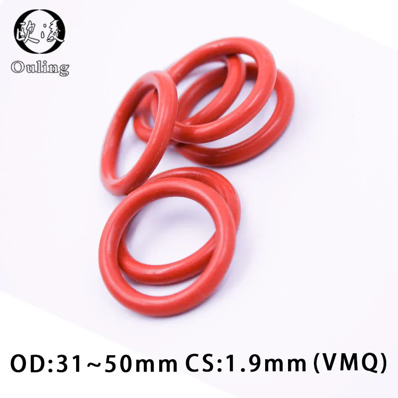 

10PCS/lot Silicon Rings Silicone/VMQ O ring CS1.9mm Thickness OD31/32/33/34/35/36/38/40/42/45/46/50mm Rubber O-Ring Seal Gasket