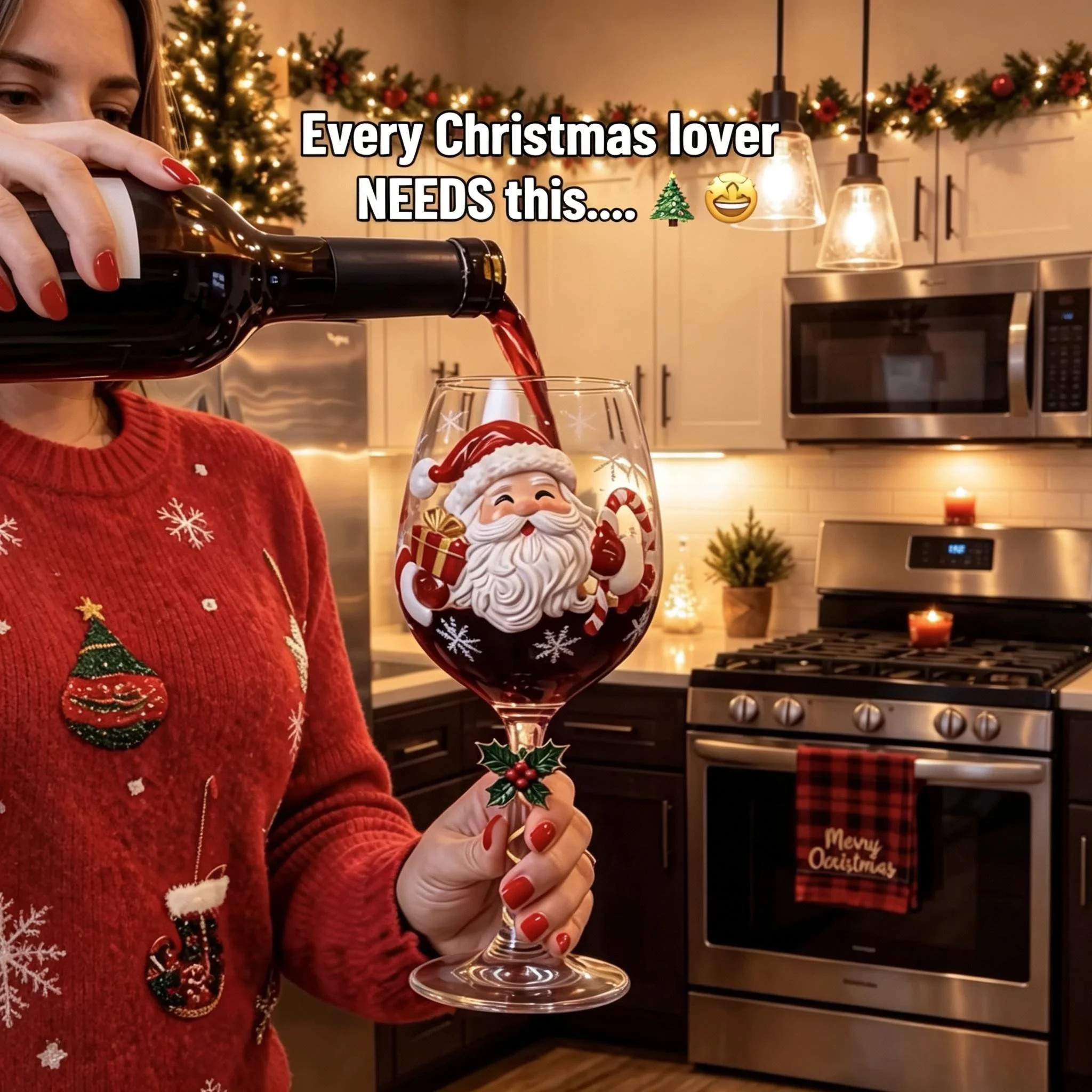 Novelty Christmas Wine Glasses Single & 6Pcs Gift Box Set,Christmas Stocking Tree Wreath Goblet for Christmas Party Decoration