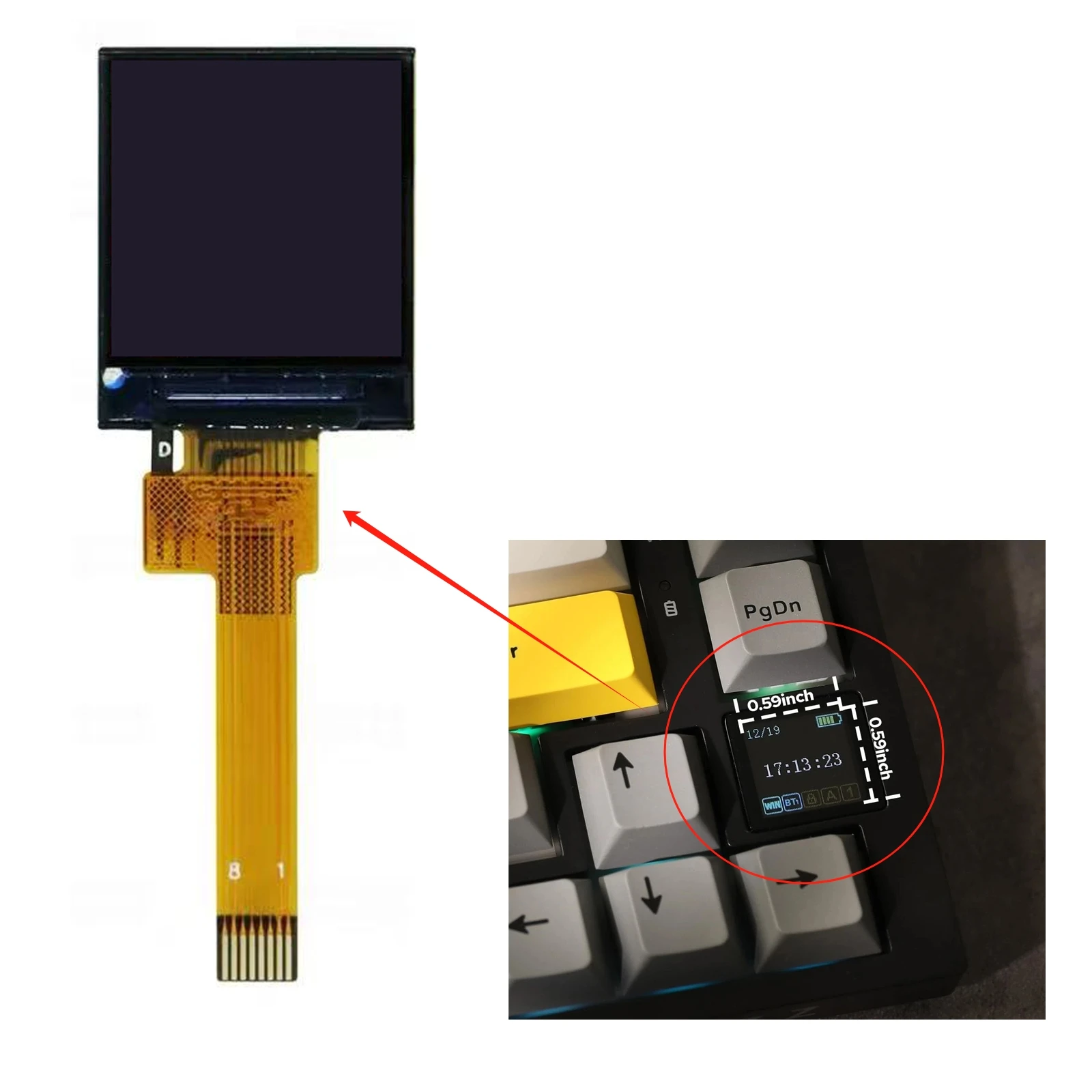 Original 0.85 Inch LCD Screen For Ajazz AK820 Pro Replacement Display Panel 8-Pin TFT Monitor DIY Repair Part