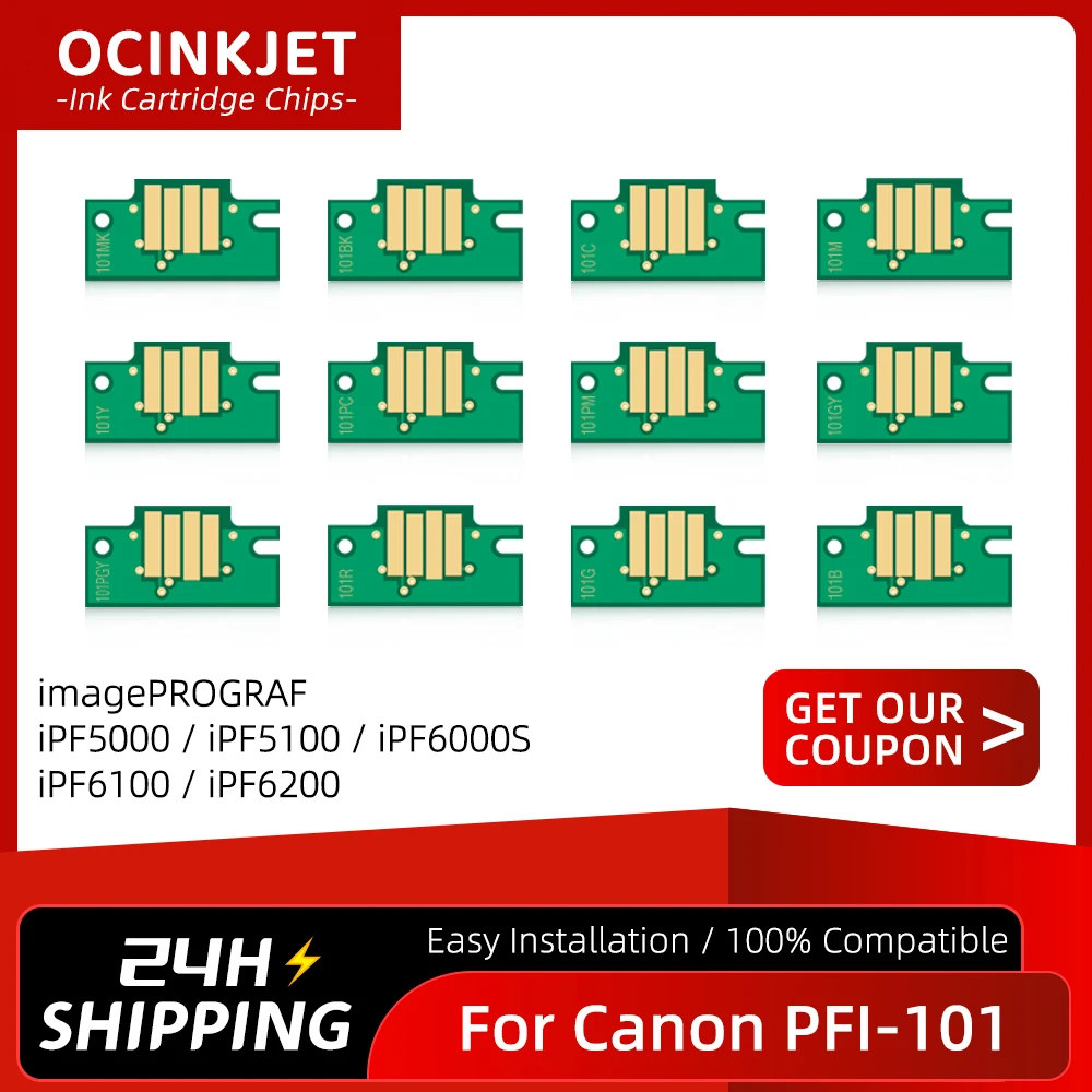 

12Colors For Canon PFI-101 PFI-103 Ink Cartridge Chip For imagePROGRAF iPF5000 iPF5100 iPF6000S iPF6100 iPF6200 ARC Chip