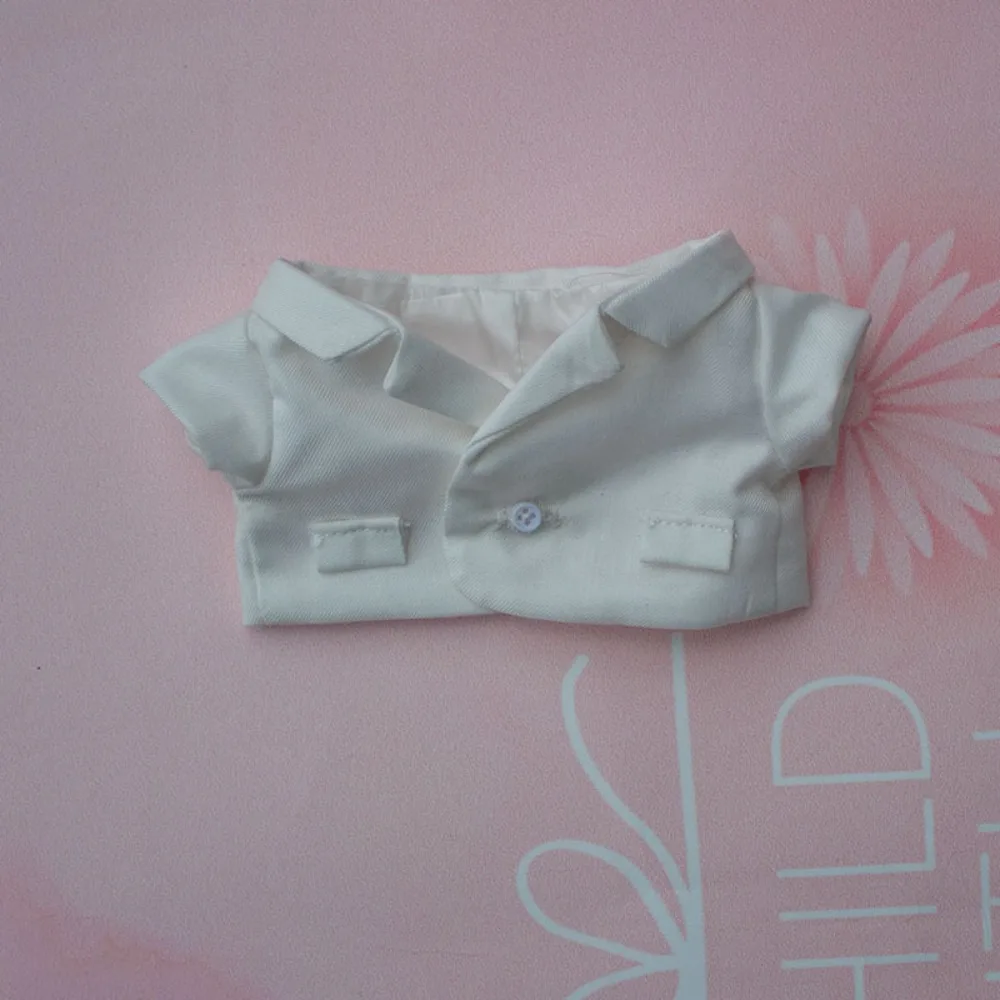 White Suit Outfit Set For 15/20cm Cotton Doll Short Sleeve Shirt Blazer Trousers Button  Formal Doll Costume