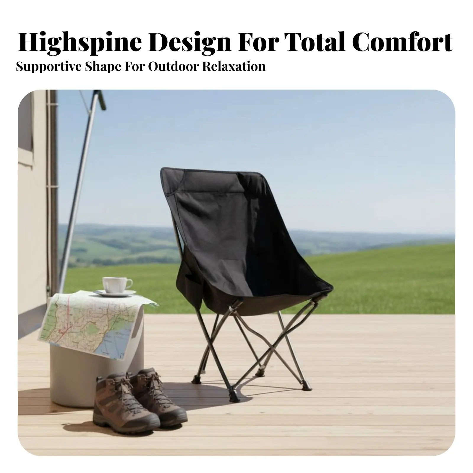 

Складной стул Highrear с высокой спинкой, легкий, с карманами для хранения, для взрослых, для кемпинга, рыбалки