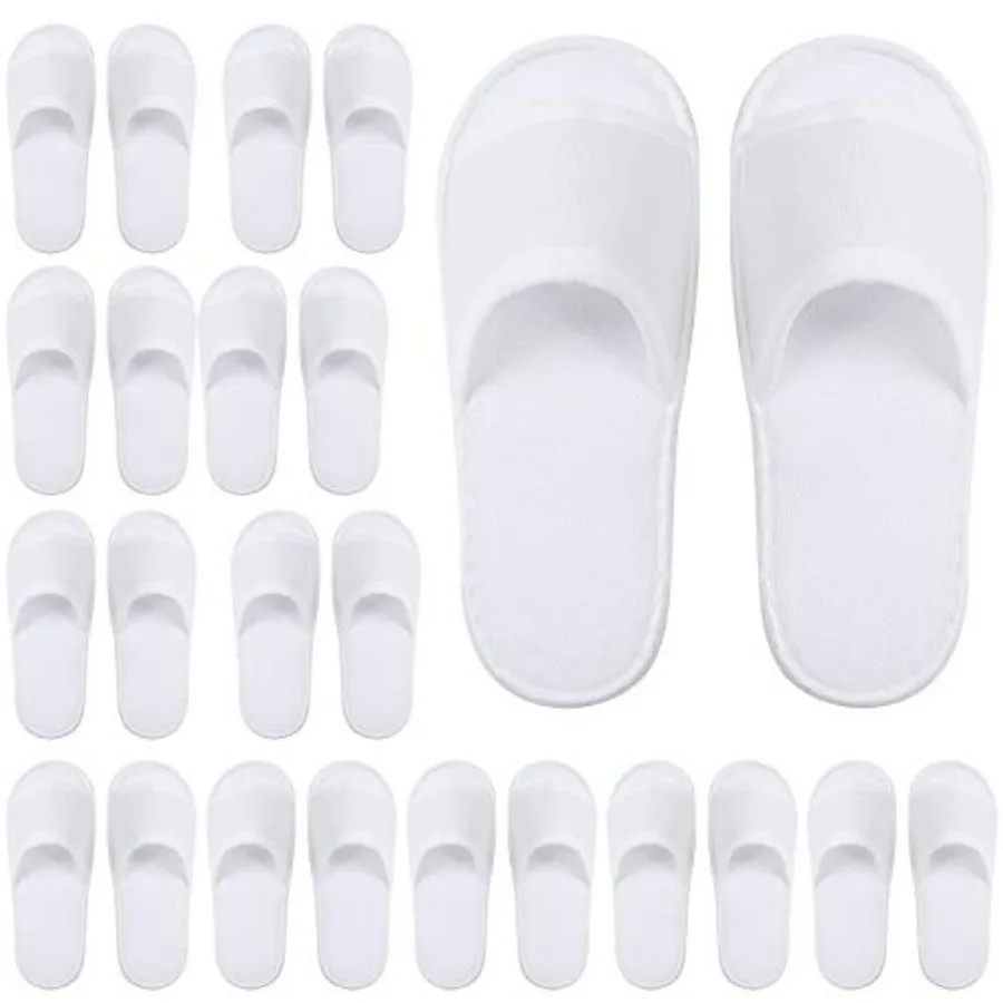 

Elcoho 12 Pairs Open Toe Spa Slippers White Spa Hotel Guest Slippers for Spa, Party Guest, Hotel and Travel, Fits Most Men and