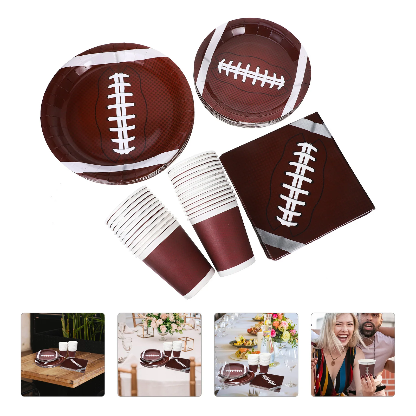 

1Set Rugby Paper Tableware Disposable Party Supplies for Birthday Rugby Theme Festival Dinnerware Decorative Plates Napkins