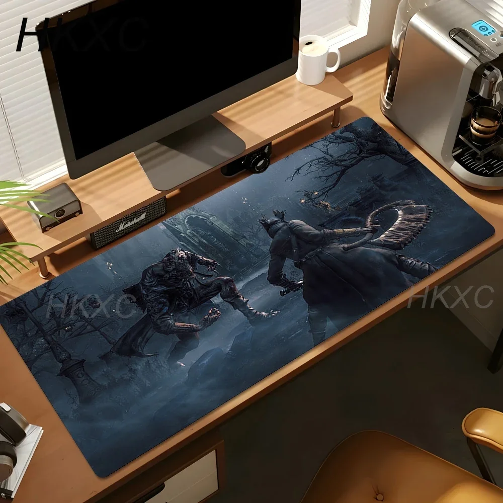 Game Art Print Mousepad Bloodborne Mouse Pad Large Desk Mat Wear Resistant Cloth Anti Slip Leather Universal Esports Mouse Pads
