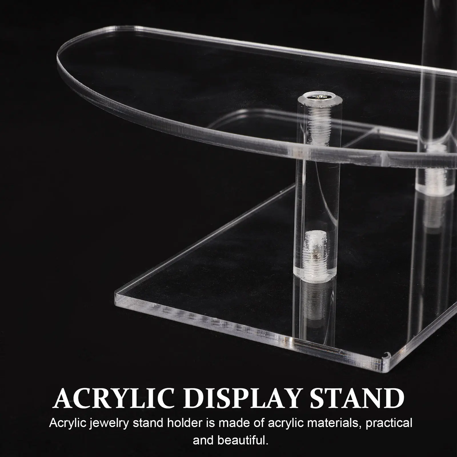 Acrylic 2-Tier Jewelry Display Stand Riser Shelf Clear Organizer for Bedroom Vanity Cabinet Storage Rack