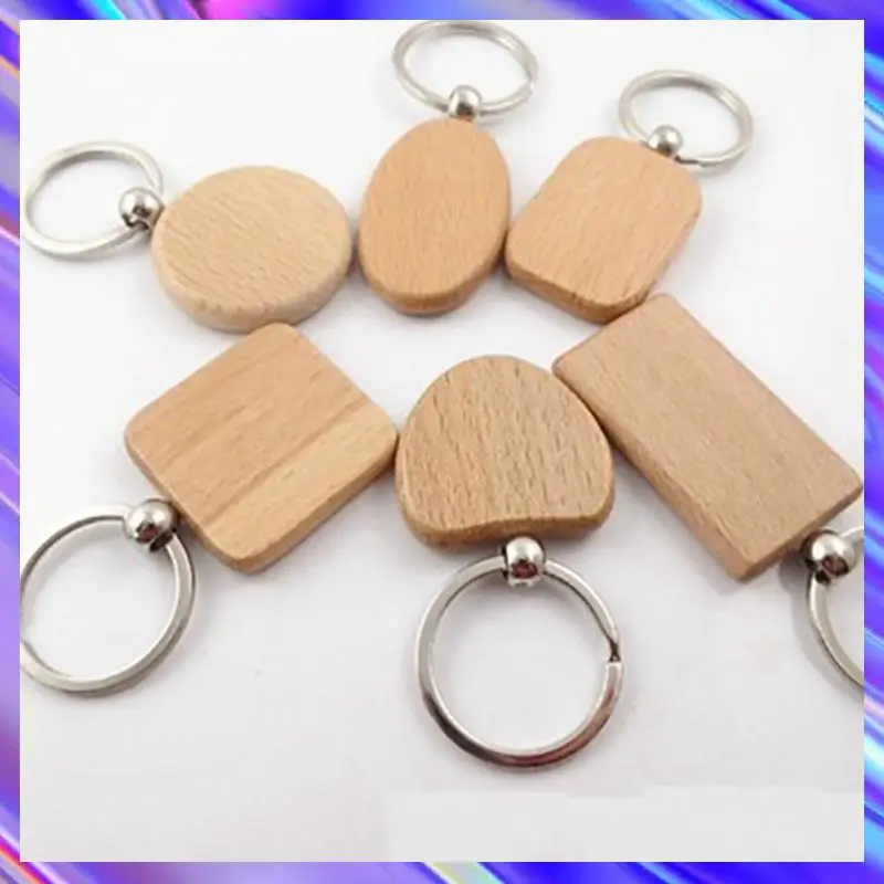 

240 Blank Wooden Wooden Keychain DIY Wooden Keychain Key Tag Anti-Lost Wood Accessories Gift