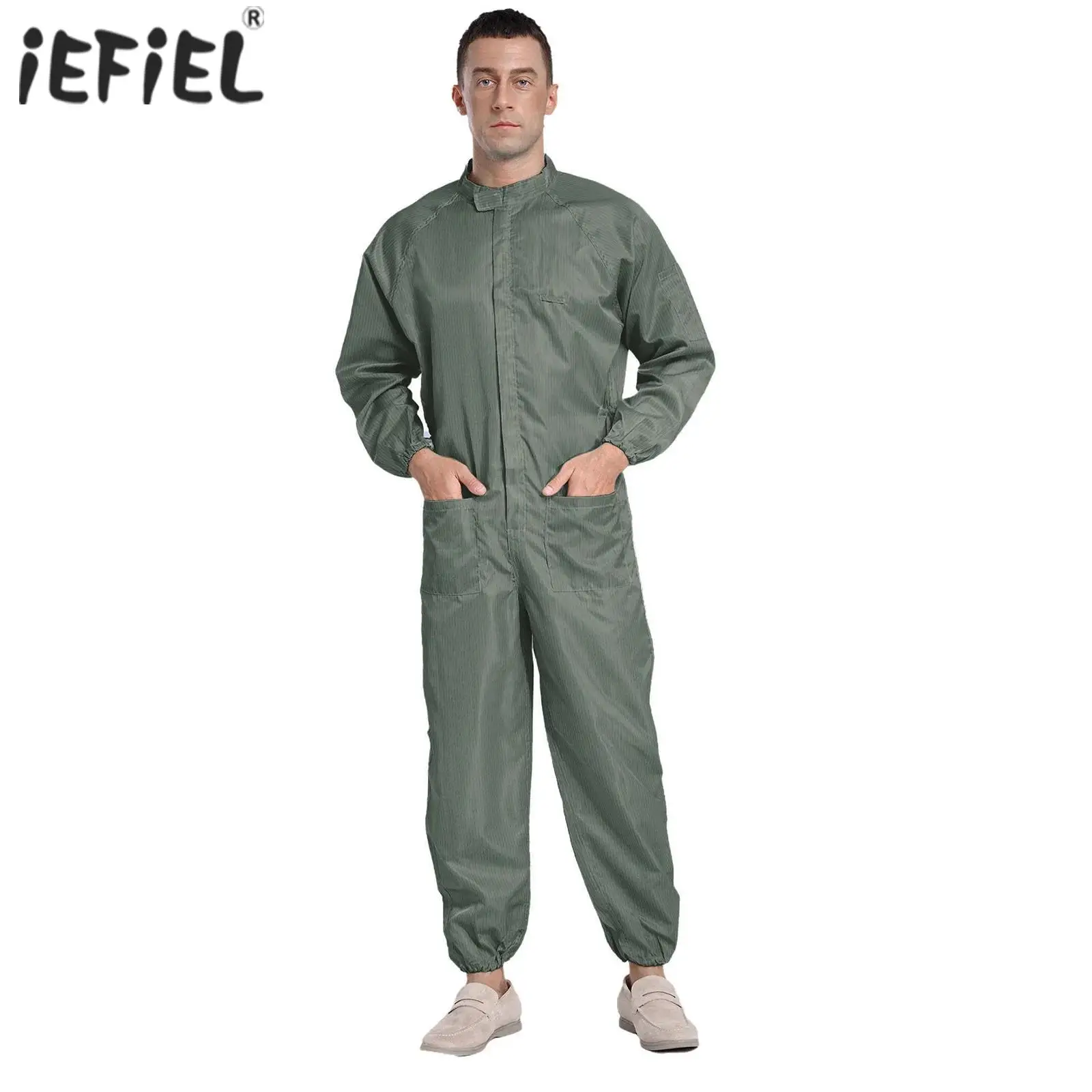 

Мужской комбинезон на молнии спереди для всего тела, антистатический пылезащитный комбинезон для взрослых, комбинезон с воротником-стойкой, аэрозольная краска, лабораторная рабочая униформа