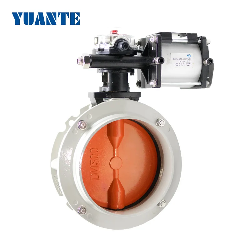 Pneumatic Dust Butterfly Valve Aluminum Alloy Powder Butterfly Valve Cement Mixing Plant Special Double Flange DN100 200 300