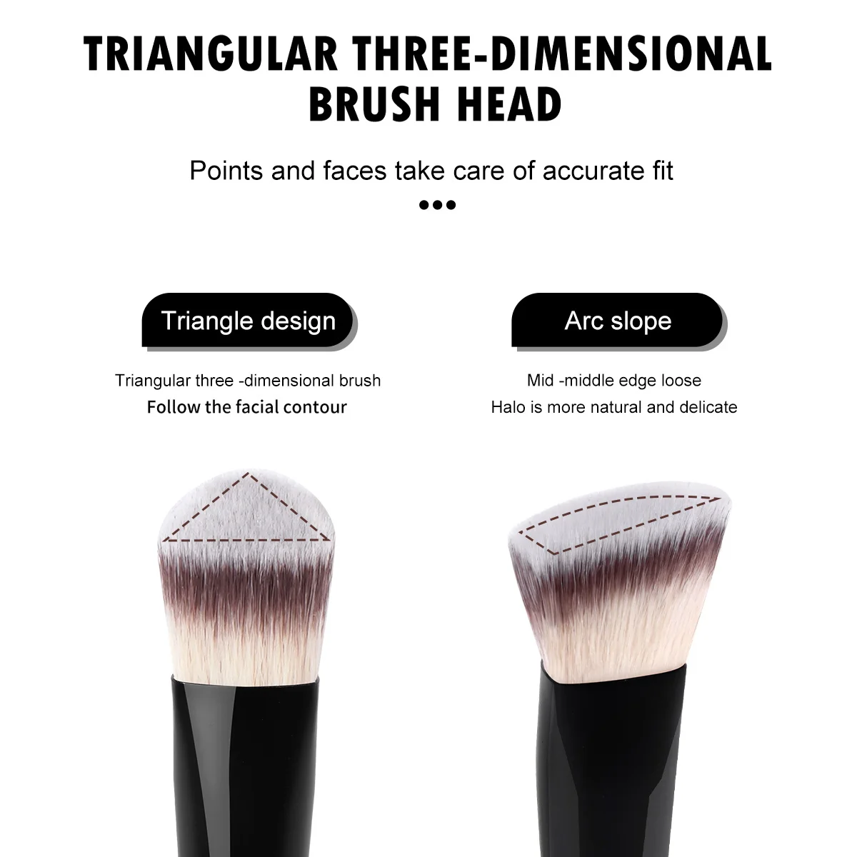 MAANGE 4 Uds. Brochas de maquillaje para sombra de ojos, brochas Kabuki en ángulo de doble punta para crema líquida, pulido, mezcla facial