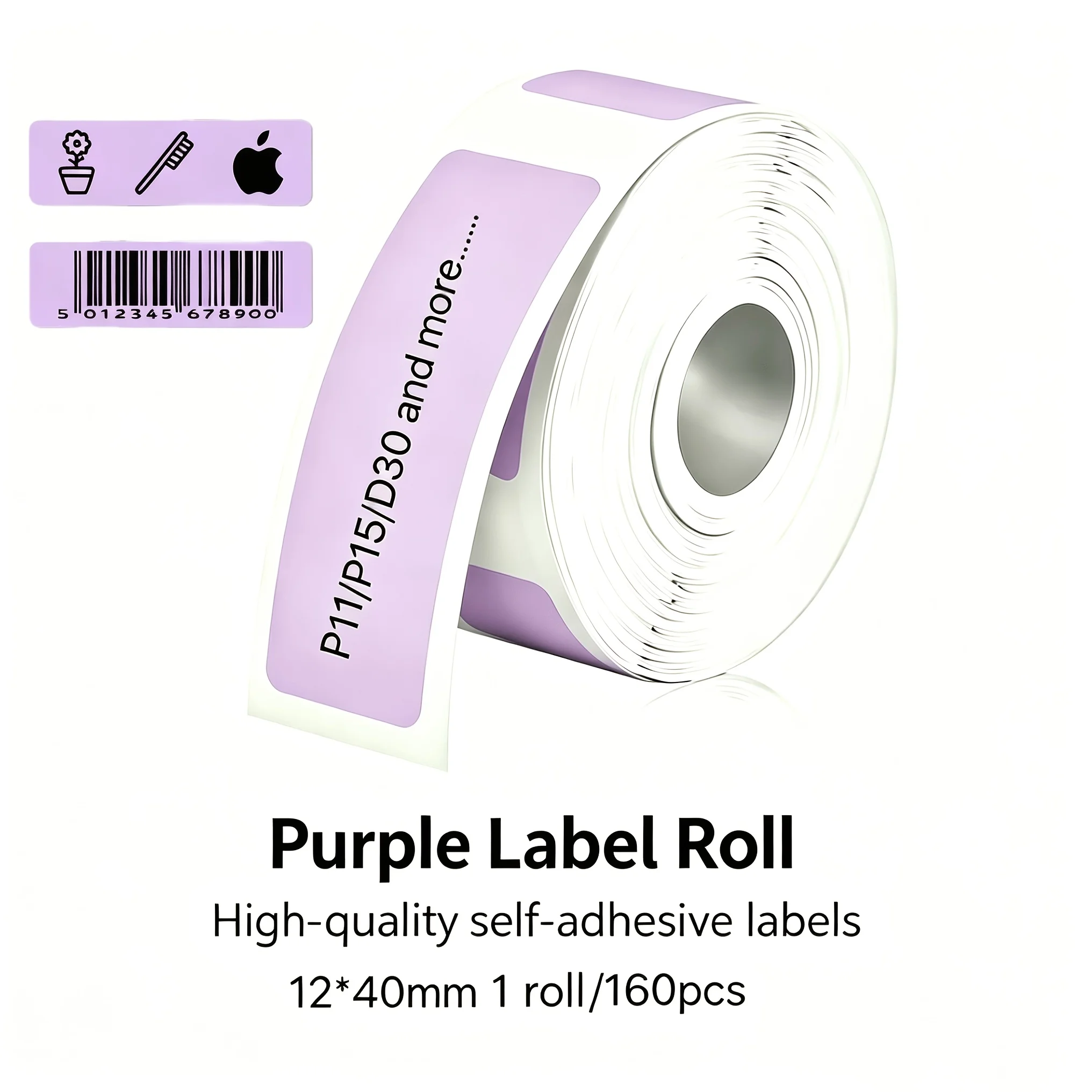 1 Roll 160 Sheets Thermal Label Tape Oilproof Glossy Sticker Compatible for D30 Q30 D32 D35 P11 P15 HP4 Printer Office Home