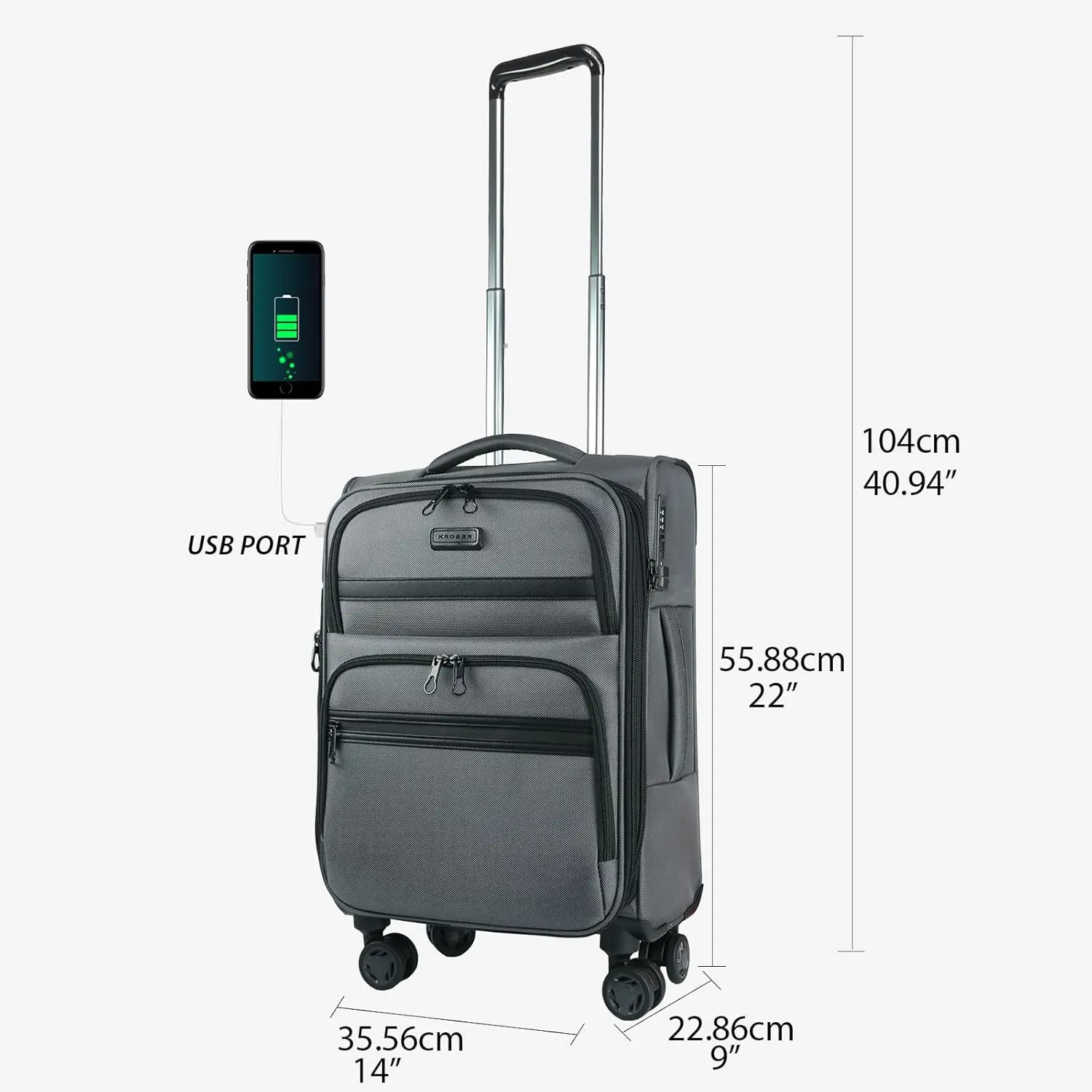 

Expandable Spinner Luggage with USB Port, TSA Lock, and Durable Construction for Travel Convenience