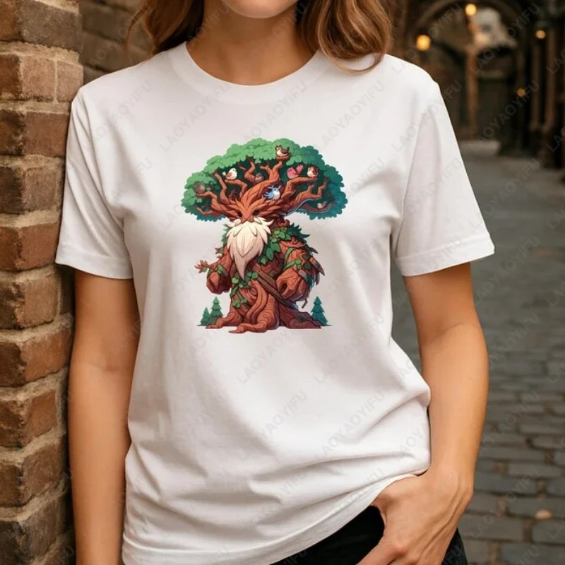 Treant Protector Cute Chibi Forest Guardian DND Tees Men Women Cotton Tshirt Nature Themed Gift for Dungeons & Dragons Fans Tops