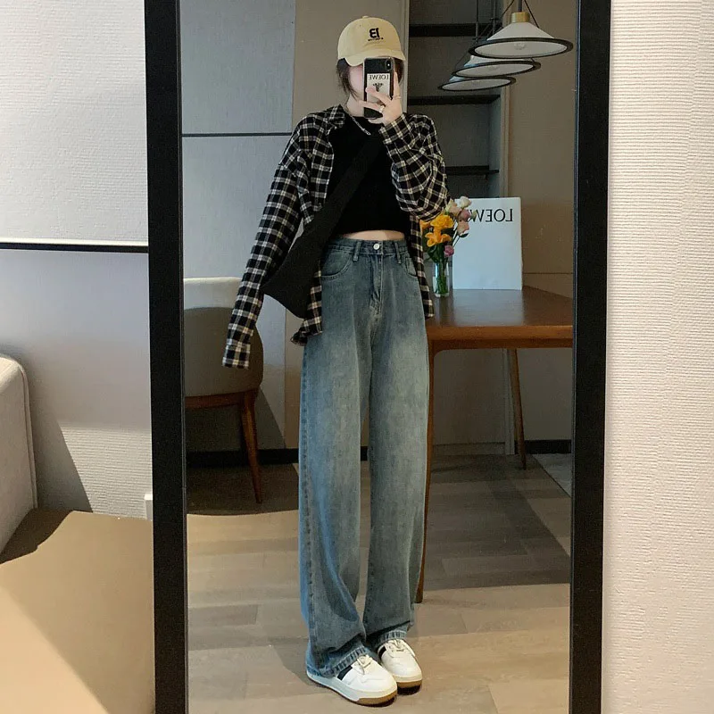 

Women's High Waist Wide Leg Jeans Summer Thin Vintage Straight Leg Pants Fashionable Floor Mopping Jeans Women's Clothing