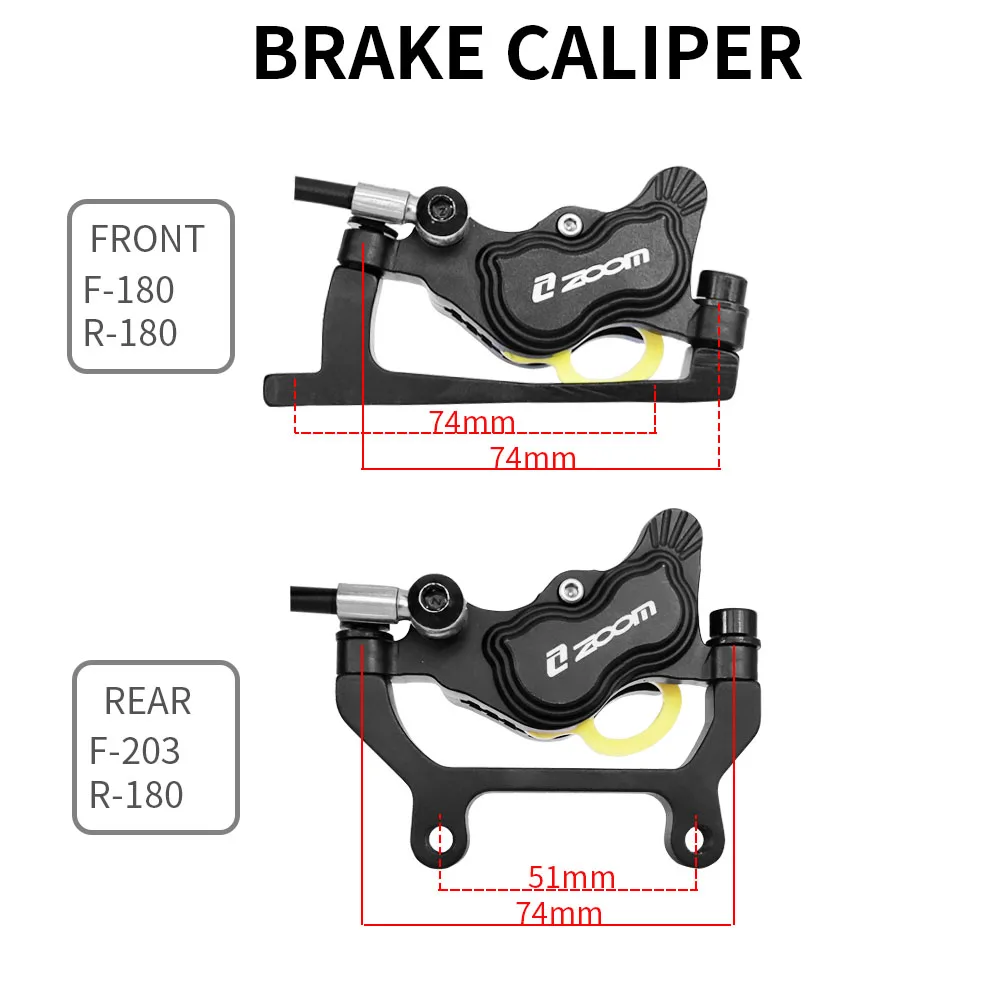 ZOOM 4-piston Electric Bicycle Hydraulic Disc Brake E-bike 2 Pin Mountain Bike Power Off Brake With Sensor Scooter Folding