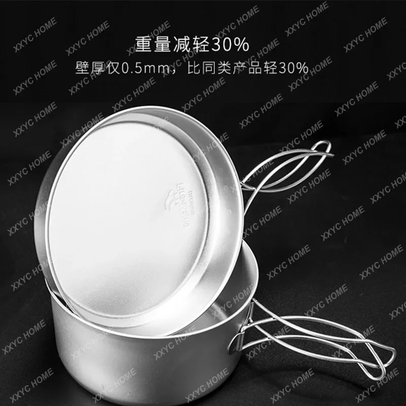 Outdoor Cookware Picnic Outdoor Camping Picnic Portable Pot Folding Pure Titanium Alloy Lunch Box Pot Set Equipment