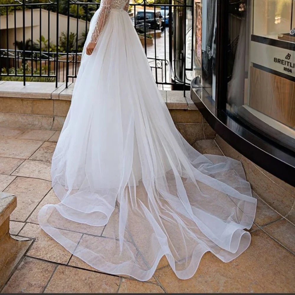 White Organza Wedding Detachable Skirt Removable Train for Dresses Bridal Overskirt