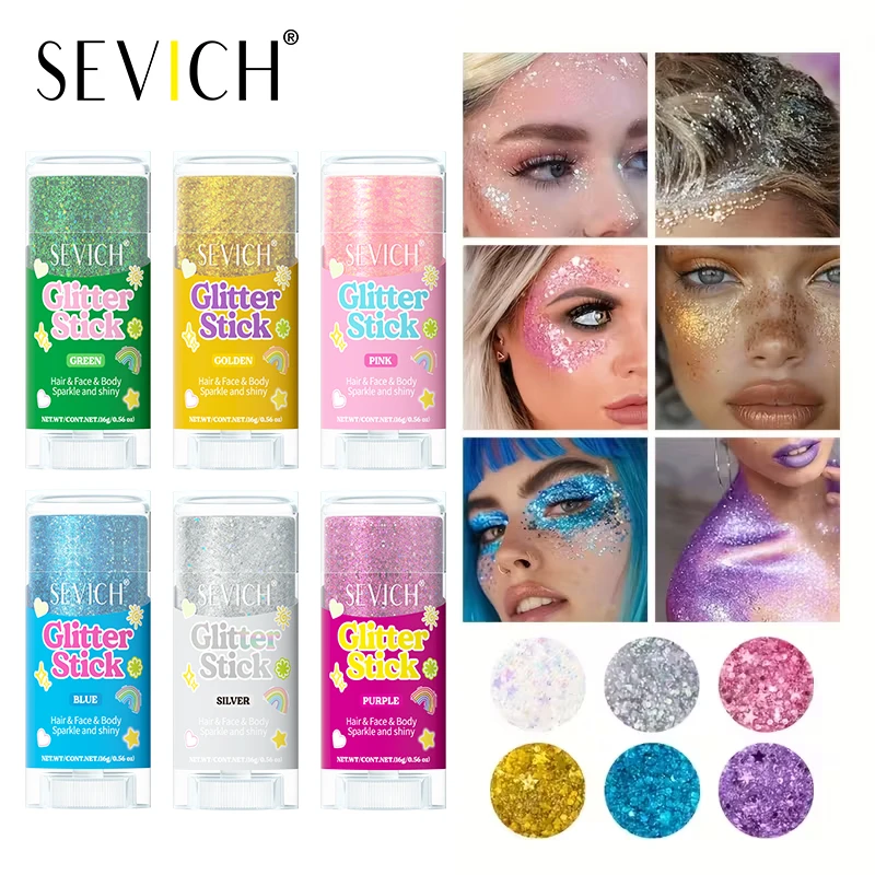 Body Glitter Stick, Singer Music Rave Festival, Rotating Mermaid Face Glitter Stick, Holographic Glitter for Face/Body/Hair/Eye