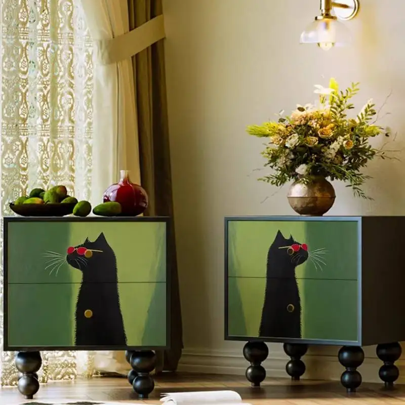 

Wood Drawer Nightstands Nature Black Trendy Antique Vintage Nightstands Bedside Storage Muebles De Dormitorio Bedrooms Furniture