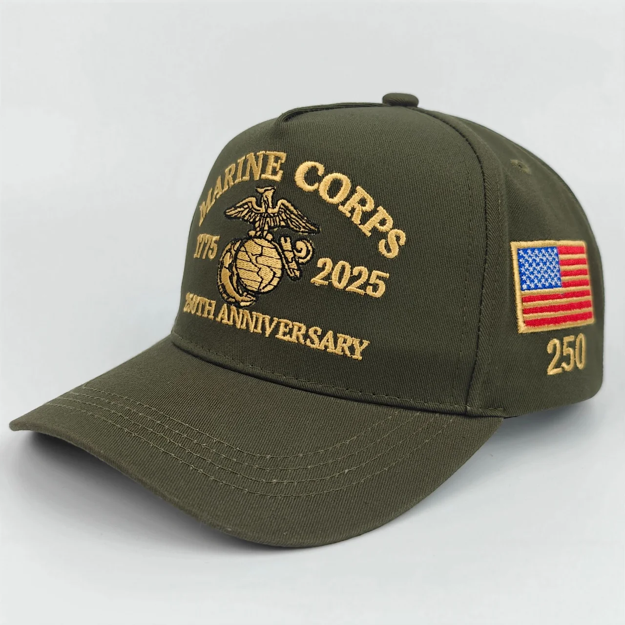 Offizielle Baseballkappe zum 250. Jubiläum des U.S. Marine Corps - Gestrickt mit 1775 - 2025 Logomuster, Verziert mit dem Amerikanischen F – Detail 22