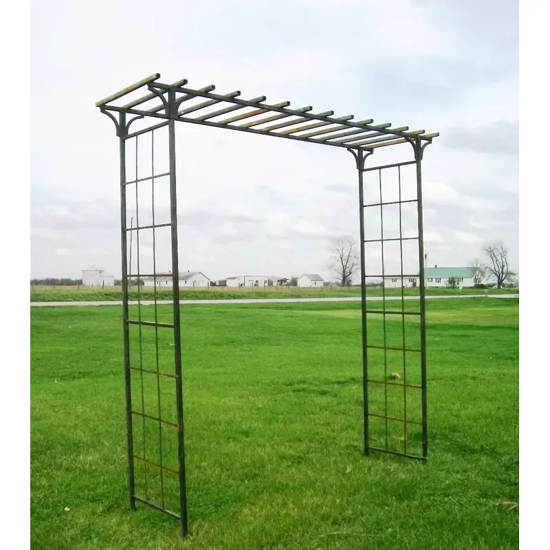 Powder Coated Ornamental Iron Works Wrought Iron Mission Arbor Trellis