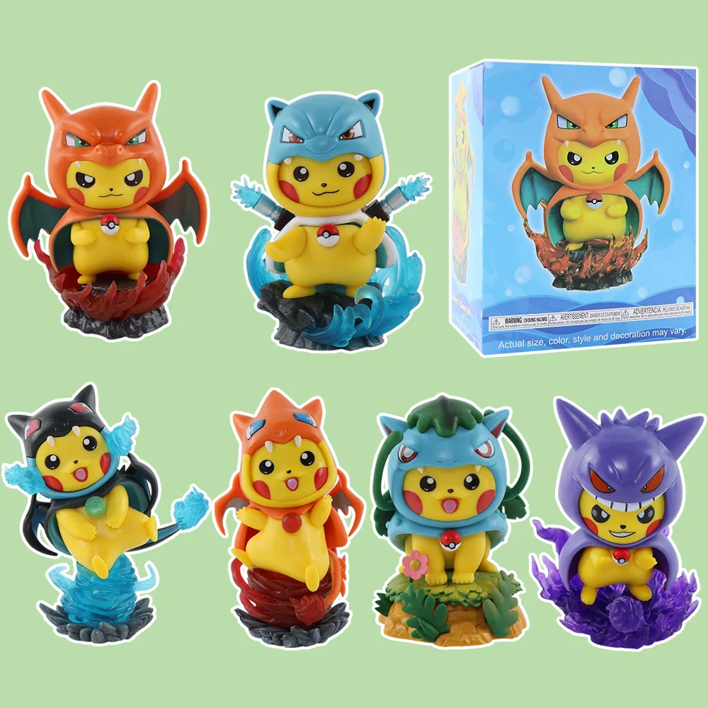 12.5CM Pokemon Figure Pikachu Cos Gengar Charizard Anime Figures Doll Model Collectible Cartoon Kawaii Figurine Statue Toy