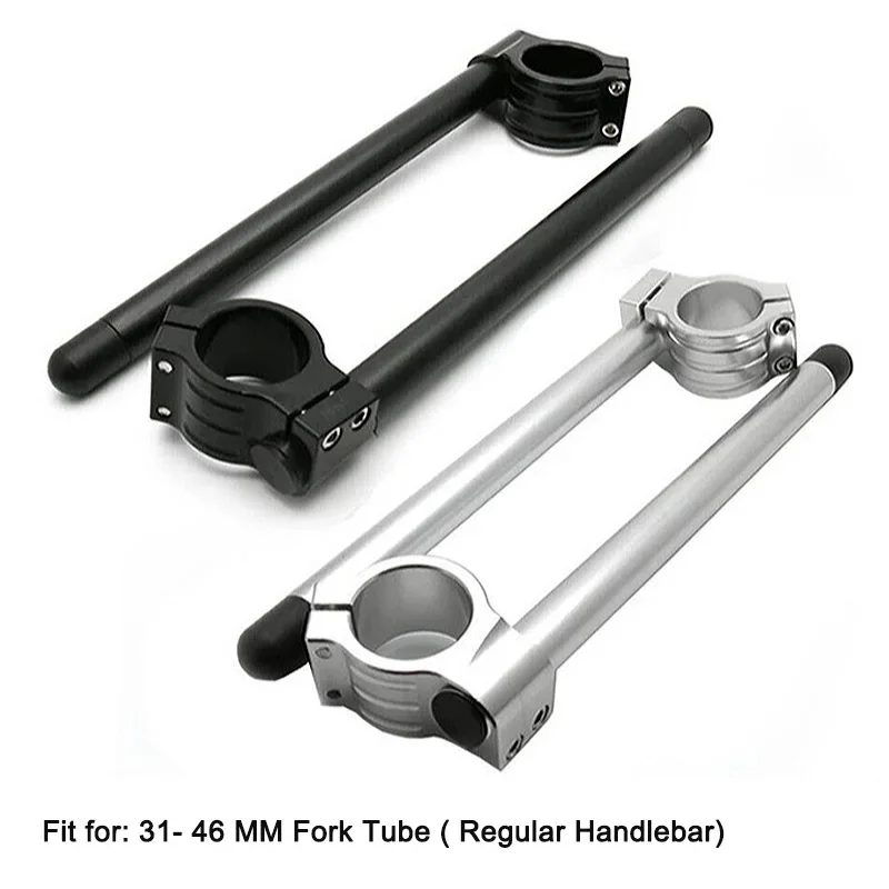Black Silver CNC Rised Handlebar Clip-on Fork Clamp, 31 32 33 35 36 37 39 41 43 45MM Motorcycle Riser Clip Ons for Cafe Racer