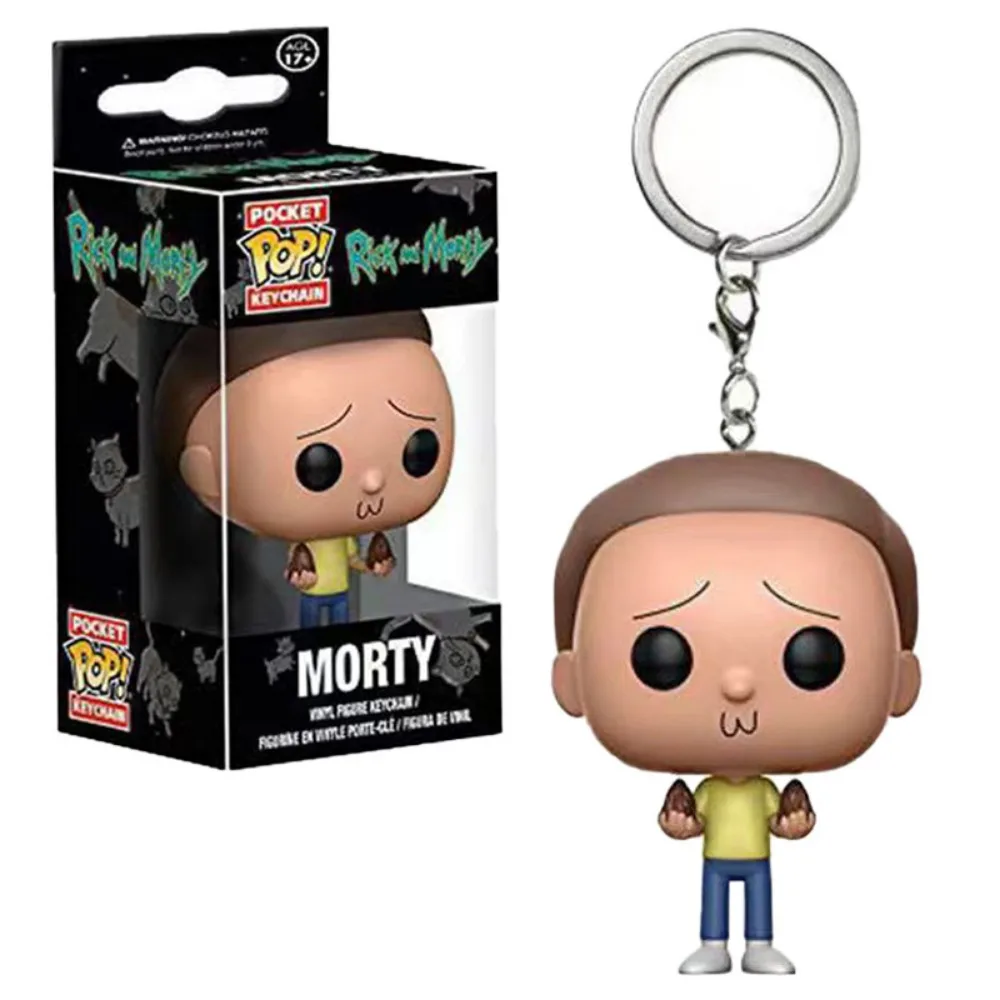 FUNKO POP Keychain Rick and Morty Classic Cartoon Anime Figures Keyrings Backpack Pendant Dolls Decoration Children Xmas Gifts