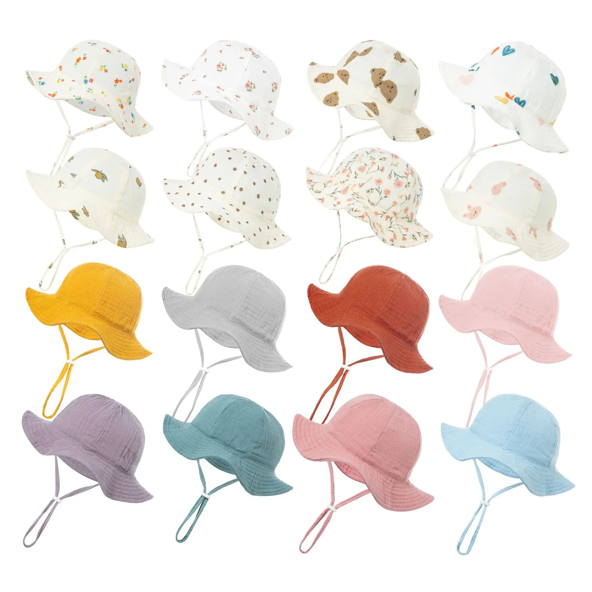 Spring Autumn Print Baby Bucket Hat Soft Cotton Girls Boys Outdoor Casual Panama Sun Cap Summer Infant Toddler Fisherman Hats