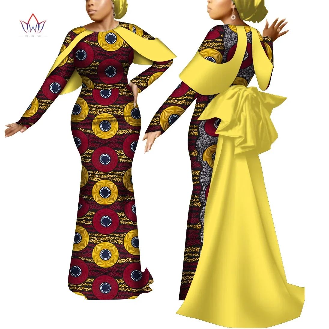 

Riche African Print Long Sleeve Evening Party Dresses Dashiki African Dresses for Women Bodycone African Women Dresses WY9108