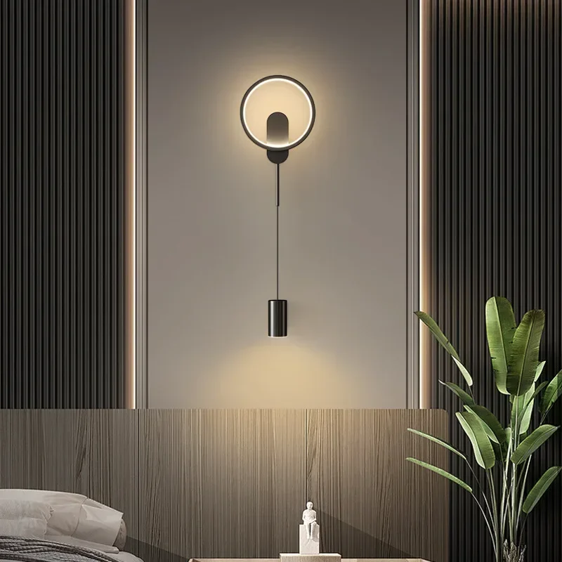 Modern LED Wall Lamp Hallway Aisle Bedroom Bedside Study Stair Black Gold Wall Sconce Luster Lighting Fixture Home Decoratioan