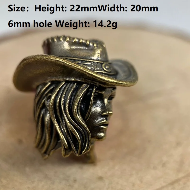 Cowboy Beauty Brass Knife Bead DIY Paracord Accessories Handmade Woven Lanyard Pendants EDC Outdoor Umbrella Rope Hangings Tool
